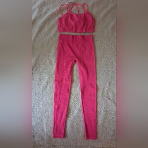 South Beach Pink Ribbed Two-Piece Set